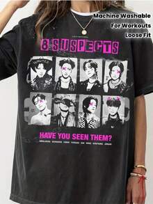 ATEEZConcierto de gira8SospechososCamisetaCamisa con estampado vintageCuello redondoTCamiseta, corte holgado, adecuada para entrenamientos y diversas ocasiones, top deportivo transpirable y lavable a máquina, regalo perfecto para el Día de Acción de Gracias y otras ocasiones.ParaFiesta&DiarioDesgaste, PerfectoParaVacaciones&Tiempo de juego, genialParaFiesta&FamiliaVacaciones, EscuelaWearStreetEstilo, a la modaModa, TendenciaClimaRopa de veranoInformalWearStreetEstilo, a la modaModa, TendenciaClimaRopa de veranoInformalRopa - Negro - Ver 1