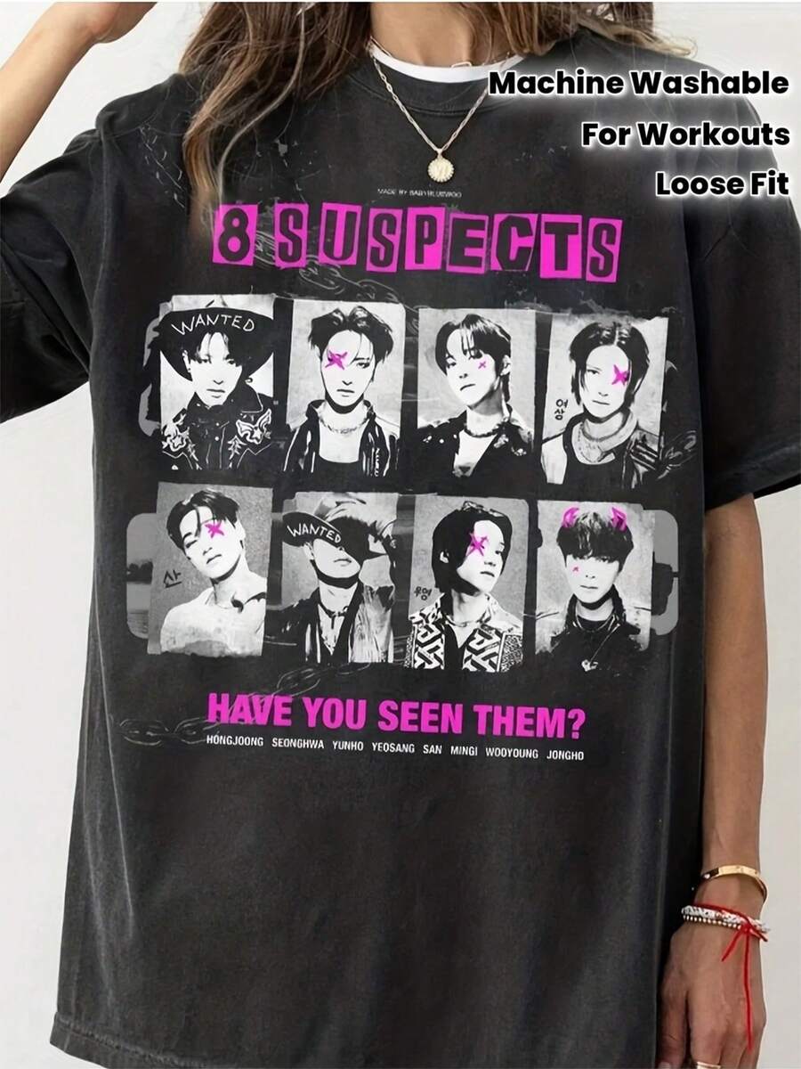ATEEZConcierto de gira8SospechososCamisetaCamisa con estampado vintageCuello redondoTCamiseta, corte holgado, adecuada para entrenamientos y diversas ocasiones, top deportivo transpirable y lavable a máquina, regalo perfecto para el Día de Acción de Gracias y otras ocasiones.ParaFiesta&DiarioDesgaste, PerfectoParaVacaciones&Tiempo de juego, genialParaFiesta&FamiliaVacaciones, EscuelaWearStreetEstilo, a la modaModa, TendenciaClimaRopa de veranoInformalWearStreetEstilo, a la modaModa, TendenciaClimaRopa de veranoInformalRopa - Negro - Ver 1