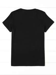Short Sleeves Round Neck T-Shirt - Divine Armor Patterns Print - Black - View 2