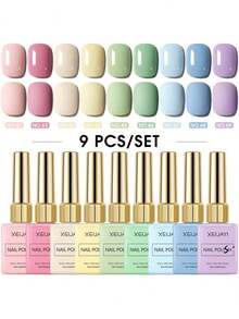 XEIJAYI 9 Pcs 15ml New Popular Macaroon Color Set Nail Gel Polish Semi Permanent Nail Art Soaking UV LED Nail Salon DIY Nail Salon Gel For Spring And Summer - Nhiều màu - Xem 11