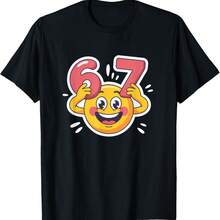 Six Seven 6 7 Emoticon Meme Design T-Shirt - Black - View 1