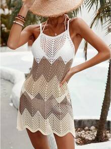 Vestido Elegante de Rayas Arcoíris para Mujer, Sexy, sin Mangas, Ropa de Playa, Colorido, Estilo Tropical para Vacaciones, Vestido Tipo Tubo - Marrón claro - Ver 5