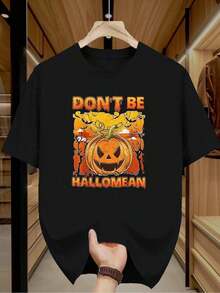 Women's T-Shirt With Don'Be Hallomean Jack-O'-& Bats Print - Casual Summer Blouse For Women, 100% Cotton, Soft, Breathable, Loose Fit, Summer Clothes For Women, Urban Clothes, Outfit For Parties And Festivals, Suitable For Spring, Summer And Autumn. - 黑色 - 查看 7