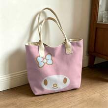 Miniso Bolso de lona con asa de hombro en color rosa con diseño minimalista del personaje My Melody de Sanrio para uso diario - Blanco - Ver 7
