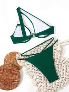 Conjunto de bikini para mujer, uso casual y sencillo para el verano - Verde - Ver 5