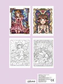 可爱奇幻涂色书，适合儿童、青少年和成人，A4尺寸，24页单面印刷，简洁明快的仙女主题活动书，艺术疗法，缓解压力，放松身心，适合生日、节日和日常使用，也适合家庭活动、文具和房间装饰。 - A4填色本 - 查看 11