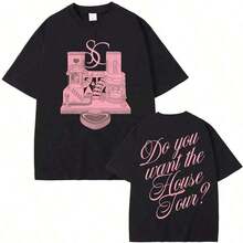 Women's Clothing; Summer Tops 2026 New T-Shirt Sabrinass Carpenters House Tour Official Store Same Style High Quality 100% Cotton Summer Outfits Pure Cotton QB8F-High Quality - 黑色 - 查看 1