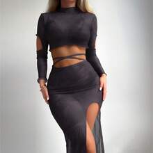 Nuevo conjunto de traje de baño de dos piezas estilo falda de manga larga. - ámbar - Ver 7