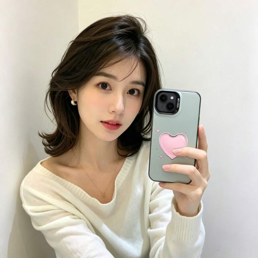 キュートでクールなスタイルのスマホケース。ピンクのハート柄、つや消し加工で滑りにくく、Apple製品に対応しています。 - ブラック - チェックする 1