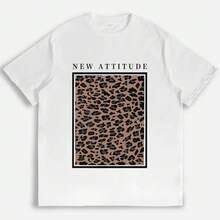 New Attitude Leopard Print T-Shirt, Animal Print T-Shirt, Retro Vintage T-Shirts, Casual Everyday Wear, Gift For Fashion Lovers, Y2K Stylish Graphic T-Shirt For Women - 白色 - 查看 4
