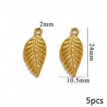 5 mặt dây chuyền hỗn hợp bằng thép không gỉ 304 mạ vàng 18K, hình trái tim/hoa/lá, dùng để tự làm trang sức. - mặt dây chuyền - Xem 32