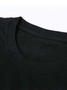 Minimalist. 1 Pack. 100% Cotton. Women's One-Piece Floral Print T-Shirt. Casual Short-Sleeved Tee With A Bohemian Floral Pattern. Machine Washable. Vibrant Summer Top. New Summer Fashion. Independence Day Gift. Summer Round Neck. - Black - View 4