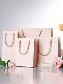 粉紅色婚禮禮品袋、生日禮品包裝袋、化妝品口紅禮品袋、節日派對禮品包裝袋、生日週年紀念禮品紙袋、購物袋、手提包裝袋、週年慶祝派對禮品購物托特袋裝飾、復古優雅週年派對禮品購物紙袋用於禮品包裝 - 多色 - 查看 2