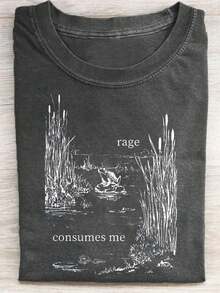 1 camiseta de mujer gris oscuro con efecto vintage - Camiseta de peso pesado 210GSM de corte holgado, adecuada para ocasiones casuales y formales - Top de verano transpirable, diseño clásico vintage 180g 100% algodón - Negro - Ver 1