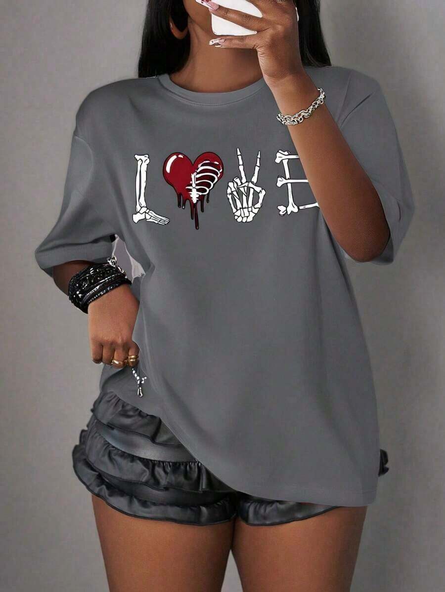 Letras Casual Poliéster Deportivo Oficina Casa - Gris - Ver 1