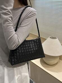 Túi đeo nách dệt mới năm 2026 dành cho nữ, túi xách tay và đeo vai đa năng phong cách retro tối giản, thanh lịch, thời trang. - màu đen - Xem 5