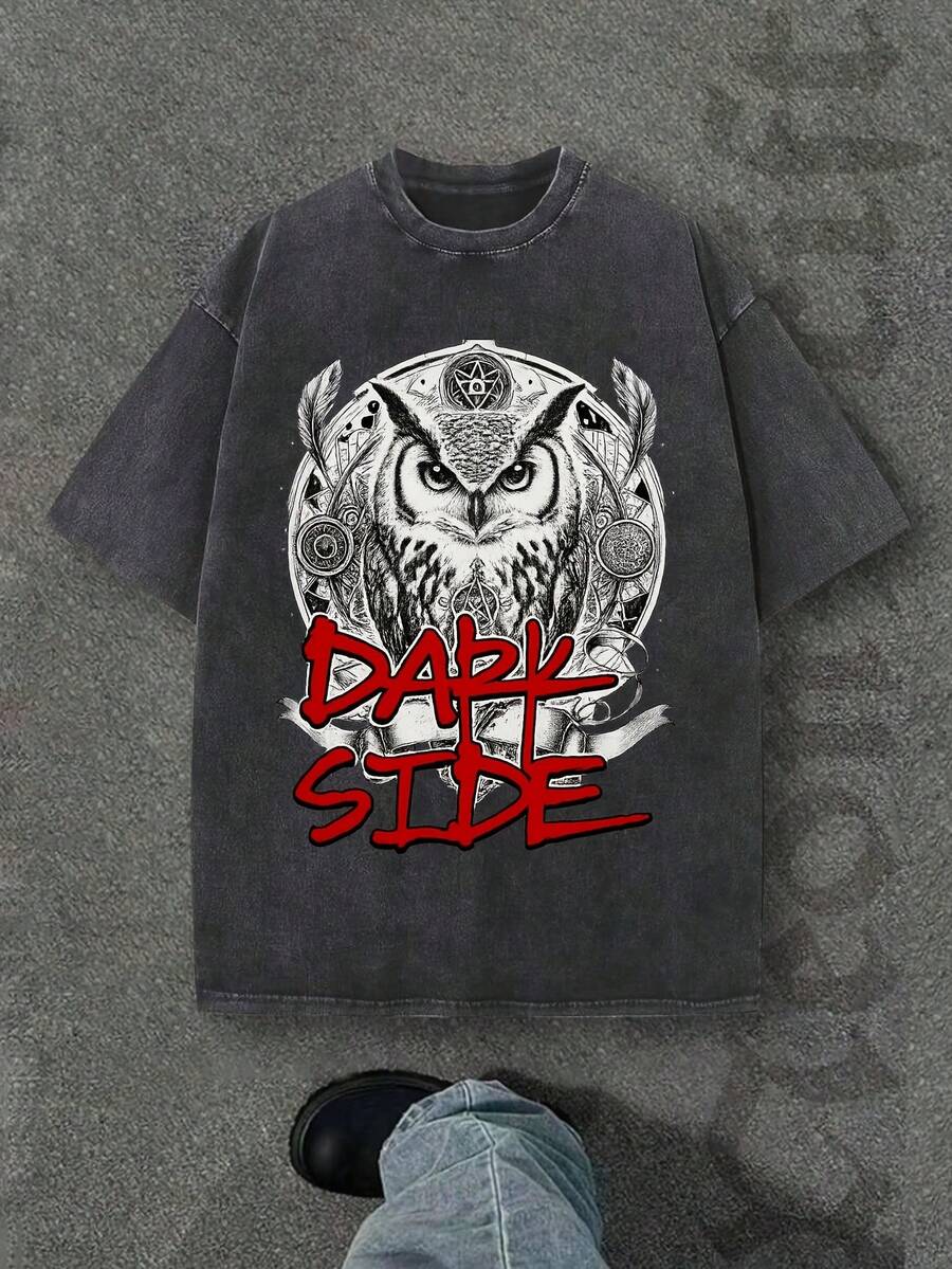 Camiseta casual vintage cómoda y lavada para mujer, camiseta de manga corta con cuello redondo,% algodón lavado y versátil para hombre, adecuada para uso diario y atuendos de, estilo unisex. - Negro - Ver 1