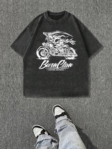 Camiseta casual vintage cómoda y lavada para mujer, camiseta de manga corta con cuello redondo,% algodón lavado y versátil para hombre, adecuada para uso diario y atuendos de, estilo unisex. - Negro - Ver 6