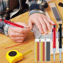 1 buah Pensil Tukang Kayu Kepala Panjang Logam Lubang Dalam, Pensil Pertukangan Kayu Profesional, Pensil Cepat Kering, Isi Timah 2.8mm, Cocok untuk Desain Dekorasi Pertukangan Kayu, Hadiah Terbaik untuk Desainer Dekorasi Pertukangan Kayu, Alat Tulis Siswa - A - View 4