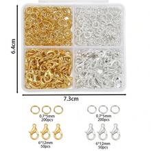 500pcs/Set Single Circle Lobster Clasp, Gold Plated, Polished Jewelry Connector, Suitable For Bracelet, Necklace Jewelry Making And Other DIY Projects - 4-grid Single Lap - View 7