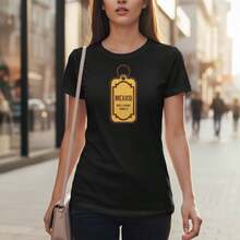 Ropa Curvy En Oferta Y  Vintage Mexico Hotel Keychain Graphic Tee - Retro Travel Souvenir StyleCamisetas Para Mujer Y2K - Negro - Ver 11