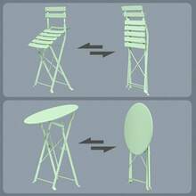 3pcs Folding Bistro Furniture Set For Outdoor Use, Including Table And Chairs For Garden And Balcony - Black - View 7