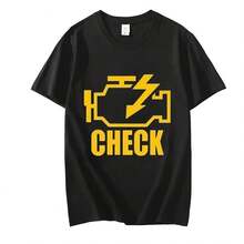 Camiseta de algodón puro para hombre con diseño divertido de la luz indicadora de revisión del motor, camiseta divertida de manga corta para verano - forma - Ver 1