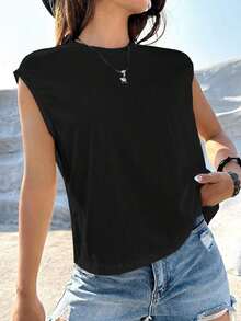 Top tank unicolor con hombrera - Negro - Ver 7