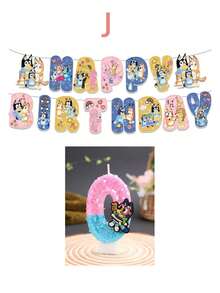 Velas con números de dos colores, azul y rosa, así como decoraciones temáticas como sets de banderines, recuerdos de fiesta, decoraciones y arreglos para fiestas de cumpleaños, decoraciones de velas para aniversario y velas decorativas para pasteles - Multicolor - Ver 13