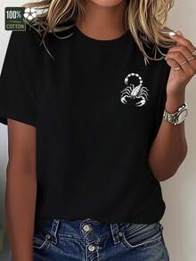 Women's T-Shirt With Abstract Design And Defined Lines, Comfortable Fit And Minimalist Style - Black - View 1