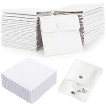 Paquete de 120 bolsas de microfibra para joyas con paño de limpieza 3.2 x 3.2 pulgadas bolsa de embalaje de joyas con bolsas de botón a presión blanco - Blanco - Ver 8