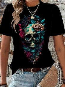 Black Casual Crop Top - 黑色 - 查看 1