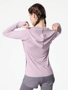 CAMEL CROWN Bộ đồ tập yoga 4 món dành cho nữ, trang phục chạy bộ cao cấp, tay dài, bộ đồ thể thao mùa xuân, nhanh khô, thoáng khí, đồ tập thể dục. - Duruo tím/Tím khói - Xem 4