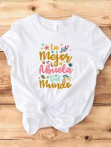 short sleeves1 pieza TF141 Camiseta "La Mejor Abuela Del Mundo", Camiseta de Abuelita, Camiseta Divertida con Frase de Abuelo, Camisetas de la Mejor Abuela del Mundo, Regalo de Agradecimiento para el Nuevo Abuelo, 180g 100% AlgodónLeisure - Blanco - Ver 7