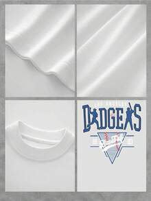 Los Angeles Baseball Pattern Women's Graphic T-Shirt Big Sister Cute Fashion Tee In Soft And Comfortable Cotton For Everyday Wear, Sports Games, And Casual Gift For Her. Ladies Printed Big Sister Tee Ideal For Gifting. Women's T-Shirts, Men's T-Shirts, Shirts > Stylish. Bohemian Style. Soft, Breathable, And Comfortable Blouses For Women, Ideal For Spring, Summer, And Fall, Perfect For Vacations, Travel, Everyday Wear, And Watching Games. - 白色的 - 查看 4