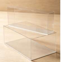 1pc Transparent Acrylic Display Case - Showcase Cabinet, White Base, Multiple Size Options, Dustproof Desktop Organizer Stand - Contemporary Style, Action Figure Plastic Material, Car Model, Collectibles, For Room, Store And Office Desk Storage - White Display Box - View 5