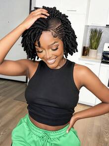 New Fashionable African Curly Lace Front Wig, Handwoven Unique Coily Hairstyle, Goddess Gift - 彩色 - 查看 3