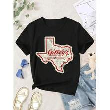 [100% Cotton] Vintage Gilleys Pasadena Texas Women'S T-Shirt - Retro Western Style   Short Sleeve Crew Neck Black Tops Womenswear Golf Gift T-Shirt For Men  graphic tees women crop tops summer outfits for women summer tops T-Shirt - Negro - Ver 7