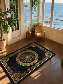 Karpet Mewah Motif Geometris Hitam & Emas - Beludru Lembut, Bagian Bawah Anti Selip, Mudah Dibersihkan, Dapat Dicuci dengan Mesin, Cocok untuk Ruang Tamu, Kamar Tidur, Lorong Masuk, dan Luar Ruangan - Karpet Dekorasi Rumah Multifungsi dalam Berbagai Ukuran - Emas Hitam 2 - View 15