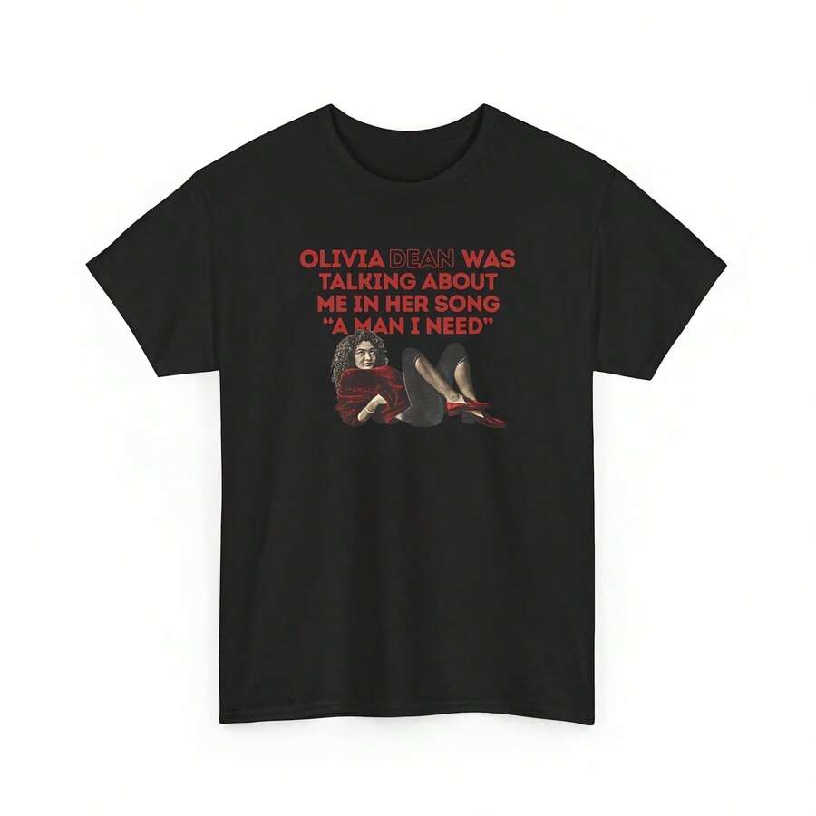 Man I Need Olivia Dean Tee Shirt - 黑色 - 查看 1