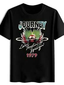 Camiseta de hombre, camiseta vintage con temática de viajes, de colores vivos, con diseño alado, inspirada en la canción "A Touch of Love" de 1979, perfecta para un estilo casual urbano, camiseta de mujer, local. - Negro - Ver 5
