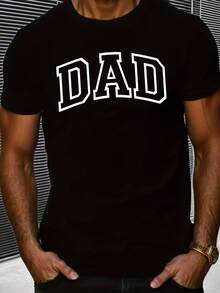 Camiseta Casual de Manga Corta con Cuello Redondo para Hombre, Diseño DAD, para Verano y Aire Libre - Negro - Ver 1