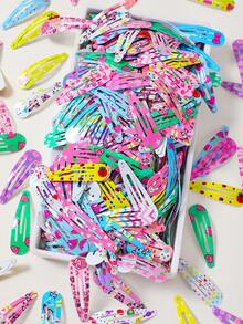 30pcs/Set Colorful Cartoon Candy Printed Water Drop Hair Clips, Enamel Hairpins For Girls, Daily Use - Multicolor - View 5