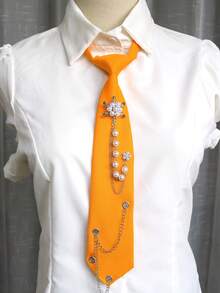 1pc Snowflake Chain Tie-Free Necktie, Casual Business Party Gift, Daily Preppy Street Style - Multicolor - View 13