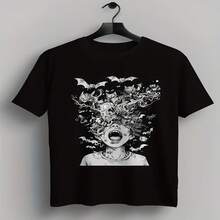 Camiseta exclusiva para el Día de la Independencia y el Día del Padre, decorada con estilo gótico, con estampado geométrico y estética inusual. Cómoda, ligeramente elástica, apta para todas las estaciones, corte regular, apta para todo tipo de cuerpo, transpirable, talla grande_1 - Negro - Ver 1