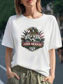Símbolo de orgullo nacional con águila mexicana y jugadores celebrando el fútbol mundial con fuerza y pasión camiseta para mujer 100% algodón inspirada en la Copa Mundial 2026 ¡Viva México! - Negro - Ver 6