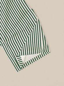 Conjunto casual de 2 piezas para mujer con cuello redondo, manga corta, estampado de langosta a rayas, para verano - Blanco 2 - Ver 6