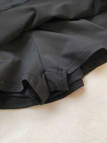 Culotte de mujer de cintura elástica y bajo con volantes de unicolor - Negro - Ver 5