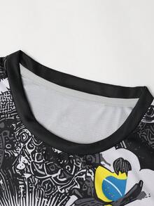 1pc Personalized Brazil Football Jersey For Men, Customized Logo Text Number, Quick-Dry Breathable Badminton Jersey Sports - Black - View 5