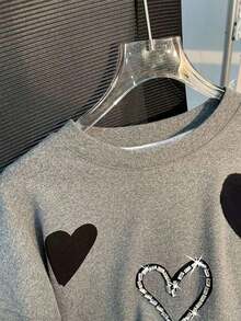 de cuello redondo con estampado de corazón y rhinestones, de moda para el verano - Multicolor 3 - Ver 4